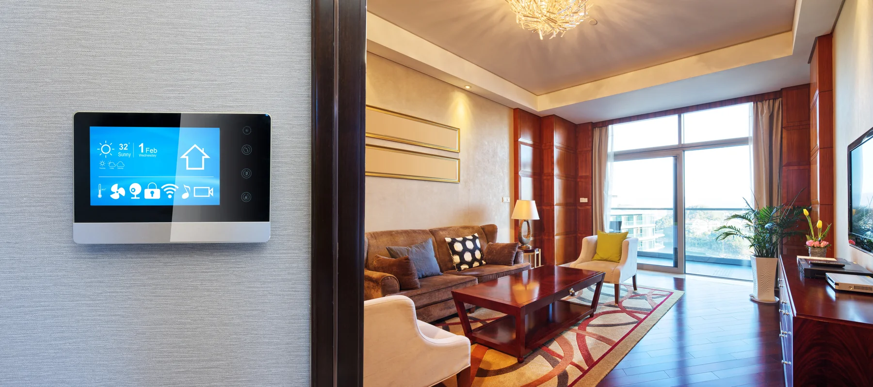 Smart thermostat installed in a home